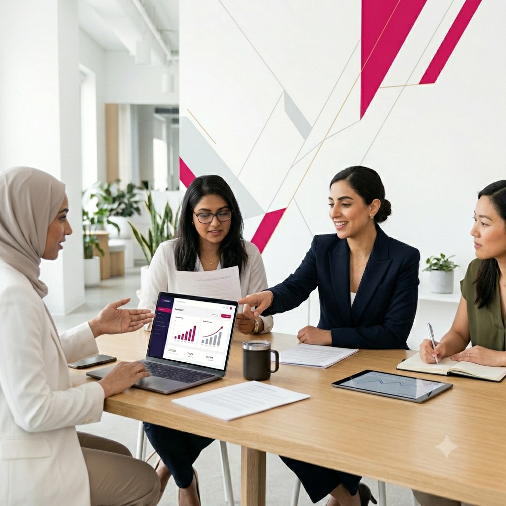 Hadafi women entrepreneurs in a business meeting